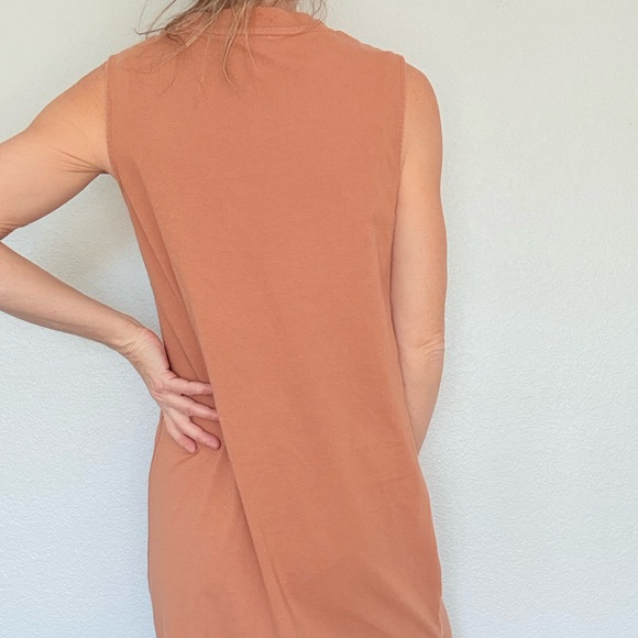 Organic Cotton Crewneck Tank Midi Dress Tan Sz Small - Picture 4 of 6